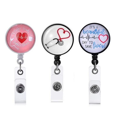 nurse id badge holder|retractable badge clips for nurses.